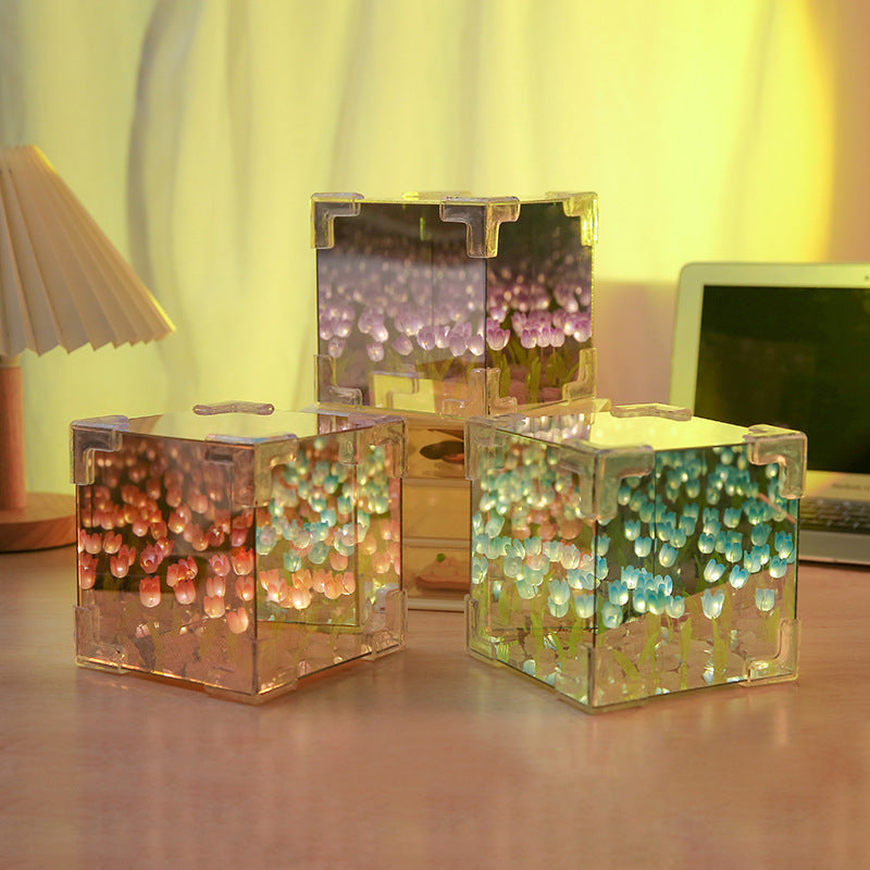 Creative Tulip Flower Sea Cube Three-Dimensional