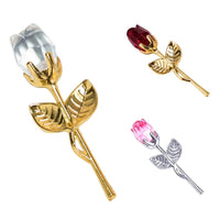 Mini Crystal Artificial Flower Crystal Rose with Metal Branch