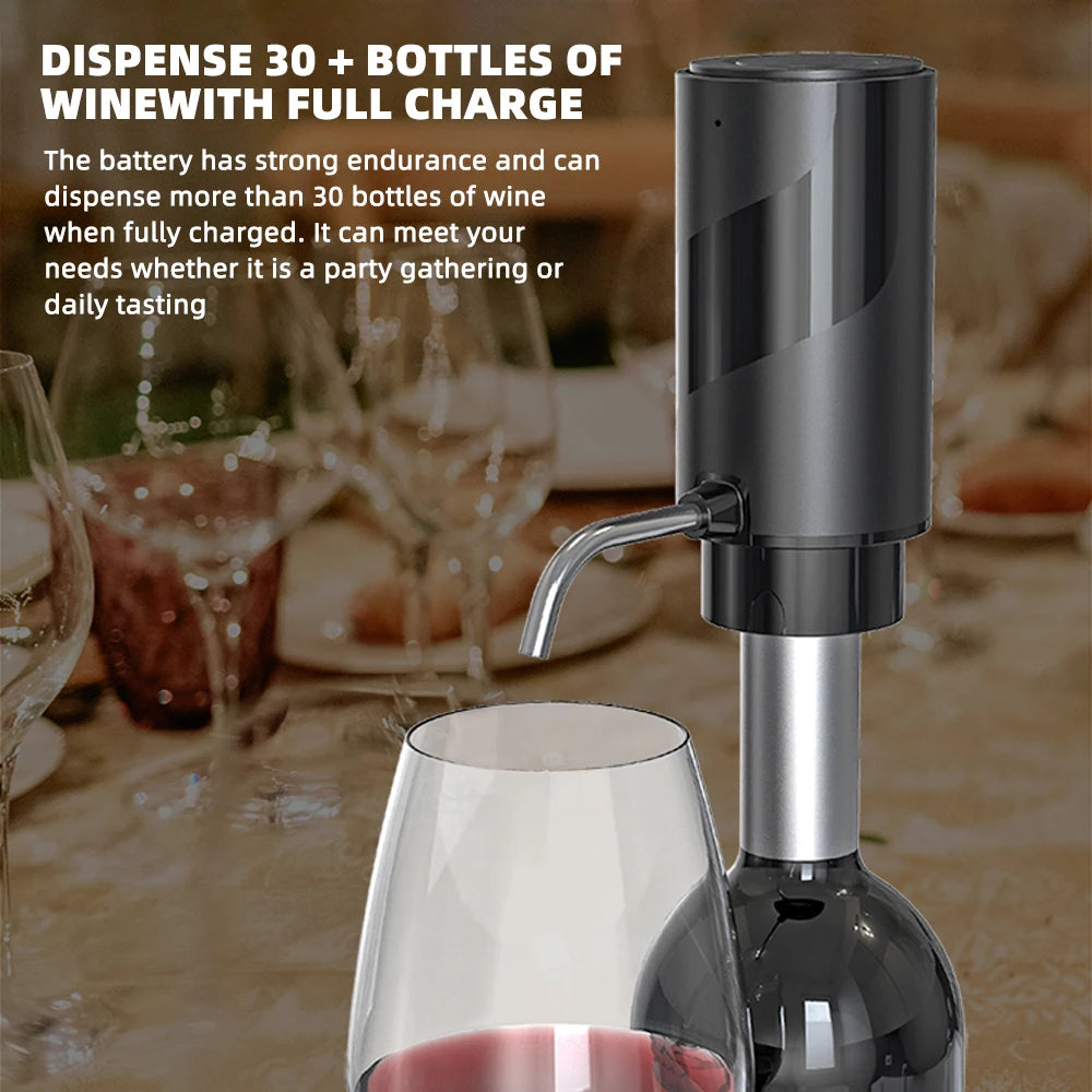 Rechargeable Automatic Wine Aerator & Dispenser - One Touch Electric Decanter for Effortless Pouring at Parties & Bars