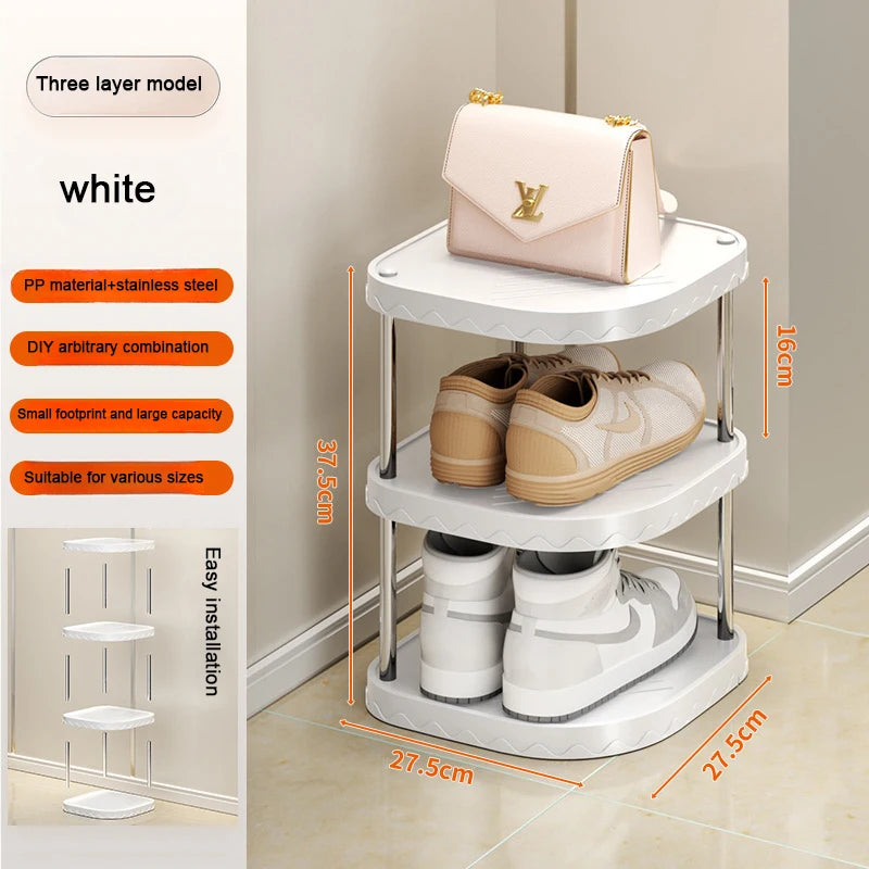 Stylish Multi-Layer Plastic Shoe Organizer - Space-Saving Storage Solution for Your Bedroom