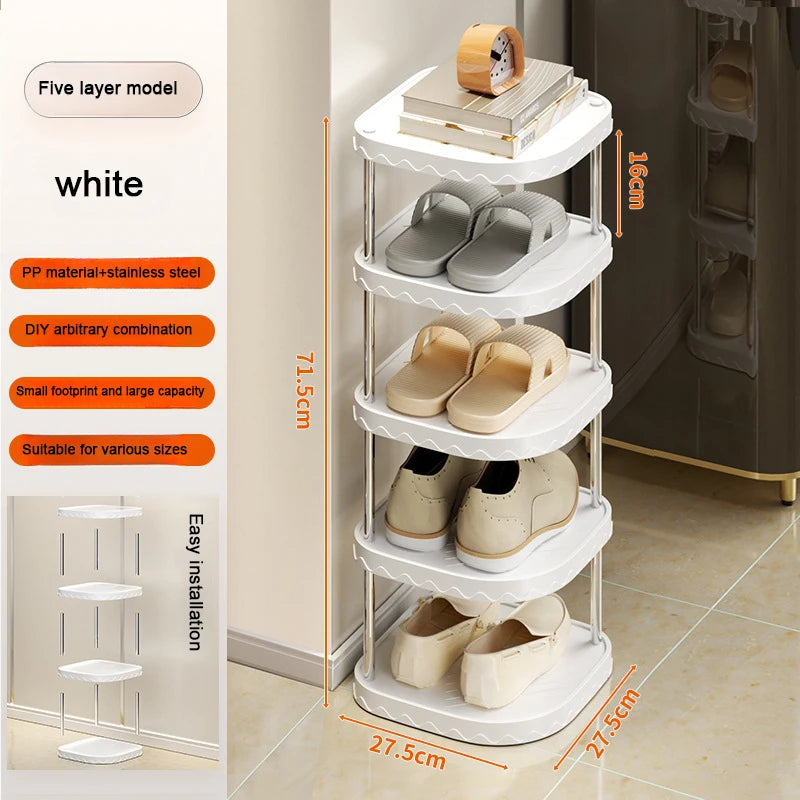 Stylish Multi-Layer Plastic Shoe Organizer - Space-Saving Storage Solution for Your Bedroom