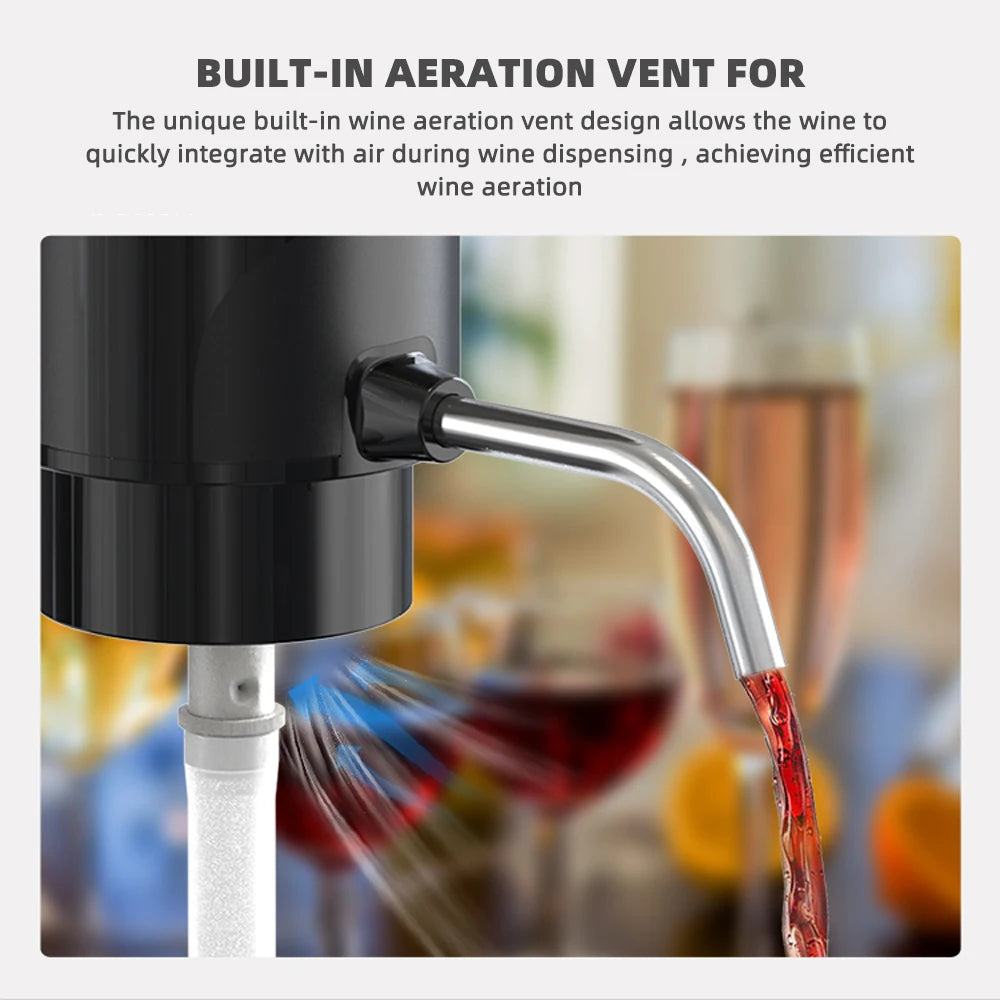 Rechargeable Automatic Wine Aerator & Dispenser - One Touch Electric Decanter for Effortless Pouring at Parties & Bars