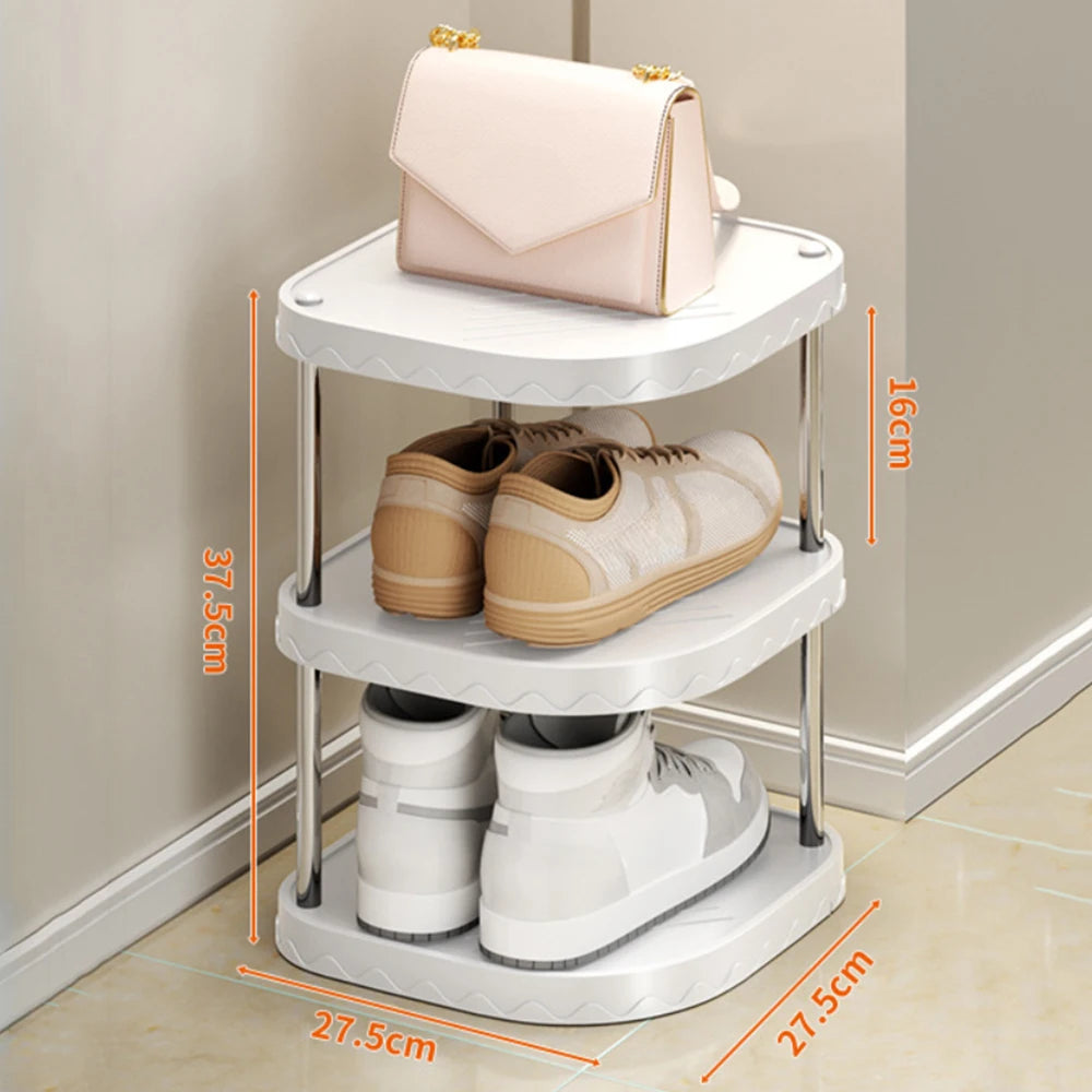 Stylish Multi-Layer Plastic Shoe Organizer - Space-Saving Storage Solution for Your Bedroom