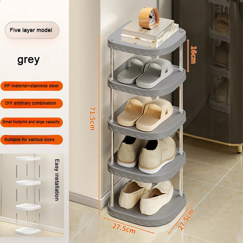 Stylish Multi-Layer Plastic Shoe Organizer - Space-Saving Storage Solution for Your Bedroom