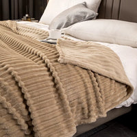 Elegant Wide Body Solid Color Striped Flannel Blanket Cover