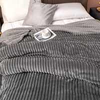 Elegant Wide Body Solid Color Striped Flannel Blanket Cover