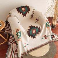 Oversized Boho Throw Blanket with Fringe