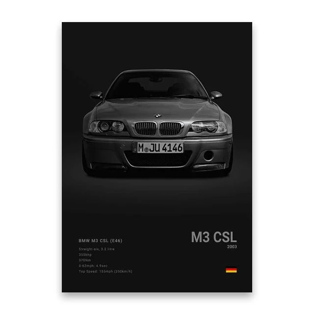 Famous Cars M5 918 GT3 Canvas Wall Art Print Poster