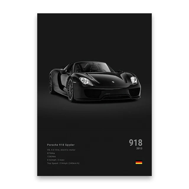 Famous Cars M5 918 GT3 Canvas Wall Art Print Poster